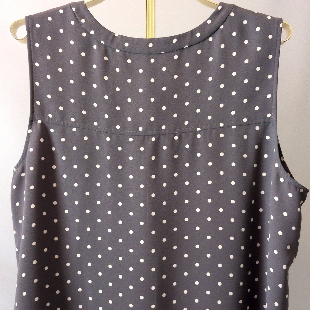 Anne Klein Womens XL Sleeveless Shell Blouse Gray White Polka Dot 102W7X9277 - Picture 7 of 11